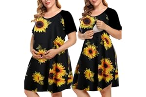 MONNURO Women's Plus Size Labor and Delivery Gown Nursing Nightgown Maternity Sleepwear Dress for Breastfeeding