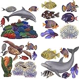Tropical Fish Sea Turtle, Dolphin, Seahorse, and Coral Wall Decals