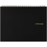 Maruman Mnemosyne Spiral Notebook, Horizontal A4, 8.27"x11.69", 5mm Grid | Professional Black Cover, 140 Graph Pages, Twin-Wire Bound To Lay Flat, Perforated Paper, For School &amp; Office, Made in Japan
