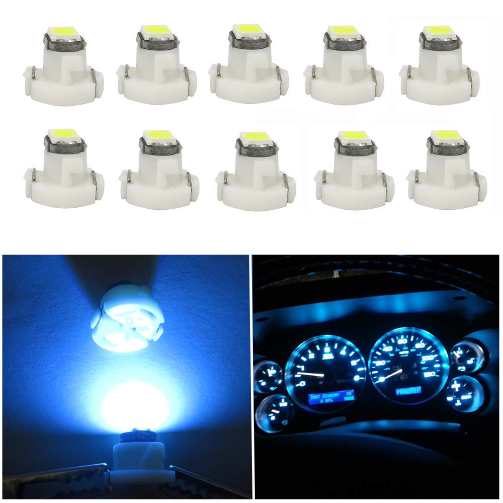 WLJH 10x Ice Blue T3 Neo Wedge Led 3030 SMD Chip 8mm Base Car Dash Instrument Bulb Clock Check Engine Transmission Fasten Seat Belt Hi-Beam Parking Brake Turn Signal Ignition Indicator Lights