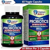 CaptainBiotics Probiotics - 50 Billion CFU per 2 Caps - 60 Vegetarian Caps - 19 Science-Backed Strains, Shelf Stable, Controlled Release, Stomach Acid Resistant, Superior Adherent