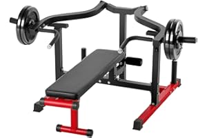 VEVOR Chest Press Machine Seated Dip Machine , 450 LBS Bench Press Set, Adjustable Flat Incline Bench with Independent Conver