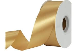 IEDASING'S CHOICE Gold Ribbon 1-1/2 Inch x 50 Yards Satin Ribbon Single Face Ribbon for Crafts, Gift Wrapping, Floral Bouquet, Weddings, and Decorations, with Spool