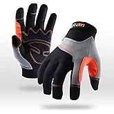 FOUR-AM Work Gloves Men & Women, Utility Mechanic Working Gloves High Dexterity Touch Screen For Multipurpose,Excellent Grip