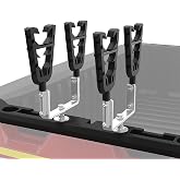 KEMIMOTO UTV Hunting Tool Rack for 1-7/16" Tie Down Hole on the Cargo Bed | Double Tool Grips, Bow Holder with Rubber Snubbers for Added Security, Compatible with Polaris Ranger &amp; General