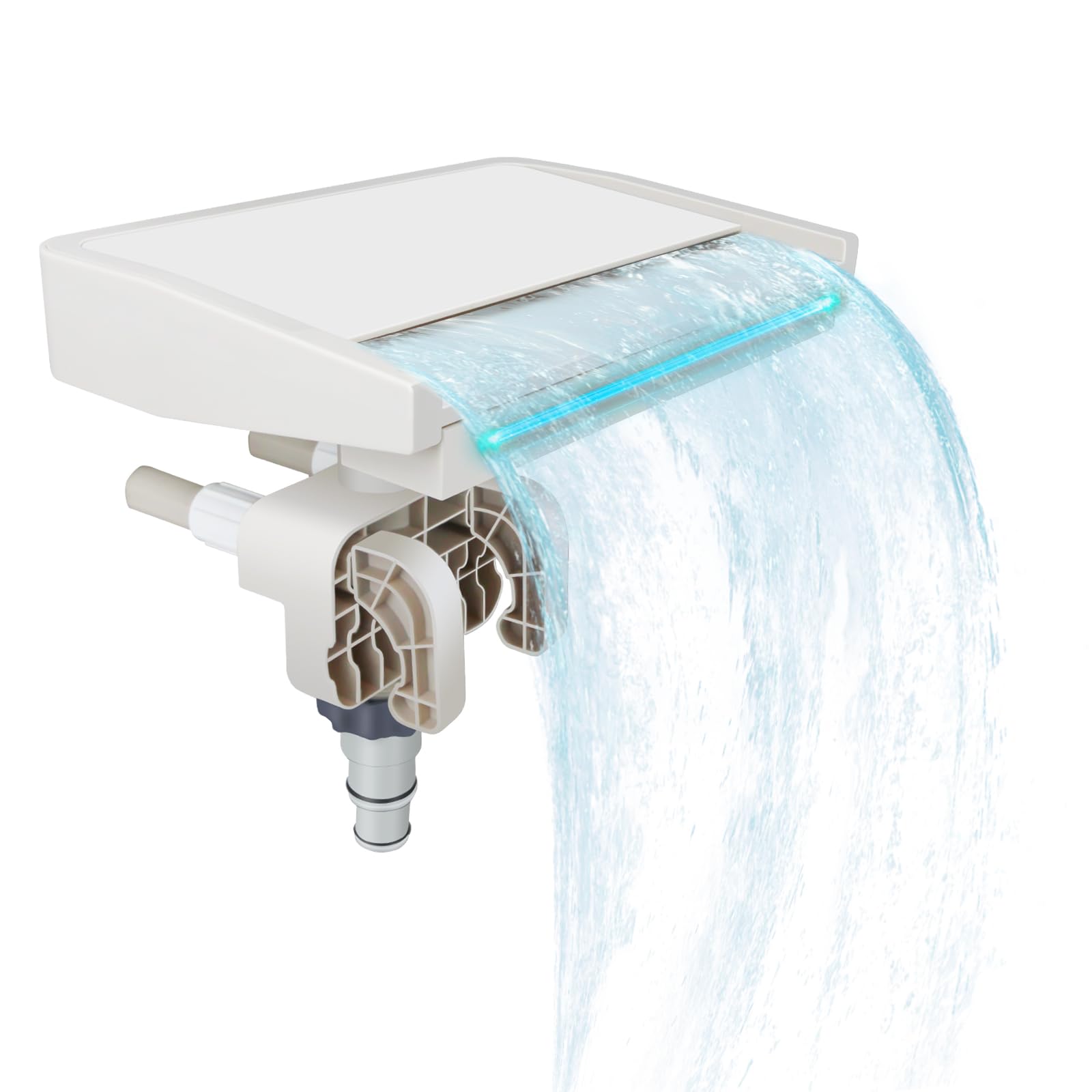 Photo 1 of Pool Fountain with 7-Color LED Lights, Swimming Pool Waterfall Fountain for Above Ground Pools, Smooth Flowing Pool Waterfall with Light for Relaxation, Fits 1.2" to 4.7" Above-Ground Pool Frames