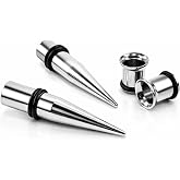 1 Gauge Ear Stretching Kit,2 Steel Tapers &amp; 2 Steel Tunnels(1G - 7mm) | Made from 316L stainless steel，Single Flare Tunnel Design comfortable wear