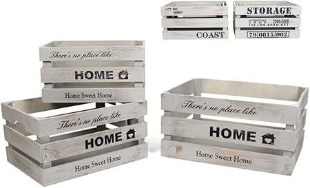 Caja Madera Norbu 3 Piezas Gris 40-35-30cm 3 Surtido A Elegir 1: Amazon.es: Hogar