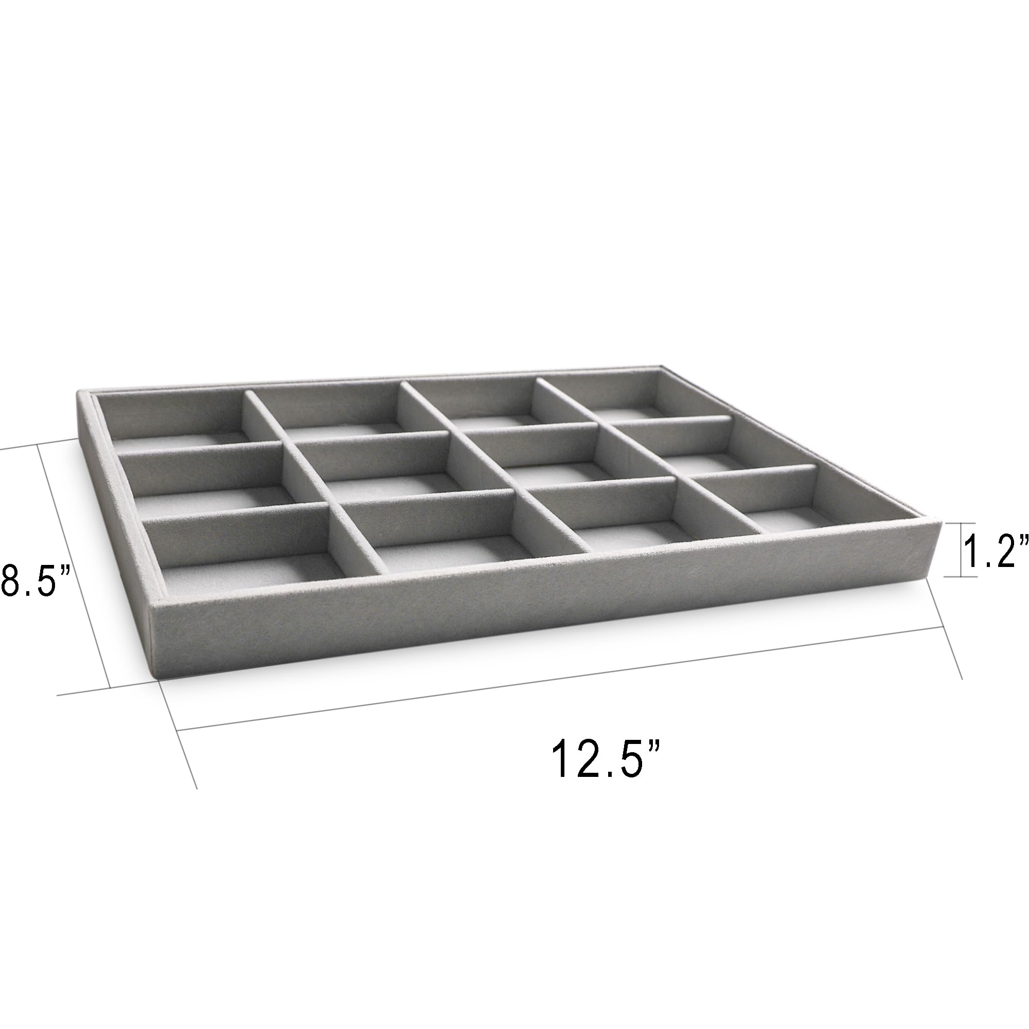 Stackable Velvet Jewelry Organizer Trays for Drawers Inserts Jewelry Storage Tray Display Case Earrings Bracelets Necklace Rings Accessories Trays for Women Girls(Set of 4)(Grey).