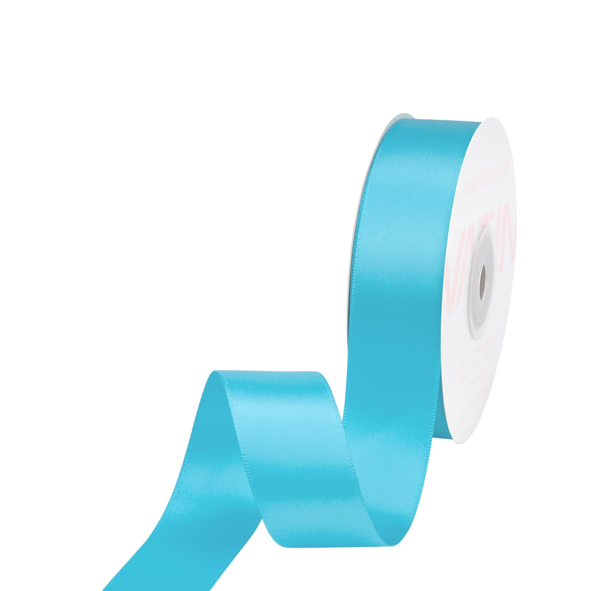 VATIN 25mm Double Faced Polyester Satin Ribbon Copen Blue - 23 Metre/Spool, Perfect for Wedding, Wreath, Baby Shower,Packing and Other Projects