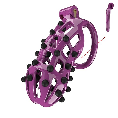Pink Chastity cage for Men with 4 Cock Rings and Silicone Spikes Nylon  Resin Penis Lock Bondage Gear & Accessories Kit BSDM Toys for Couples Sex  (Purple-Flat-A5Z) in Saudi Arabia