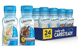 Glucerna, Diabetes Nutritional Shake, To Help Manage Blood Sugar, Rich Chocolate & Homemade Vanilla, 8 fl oz (Pack of 24)