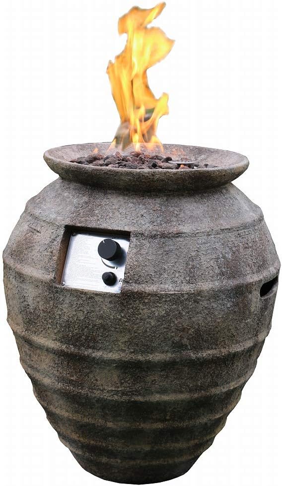 Pompeii Concrete Fire Pit 23" x 23" Outdoor Patio Firepit Includes Lava Rocks Modern Fire Pits & Outdoor Fireplaces for Garden, Deck, Indoor & Outdoor Heating