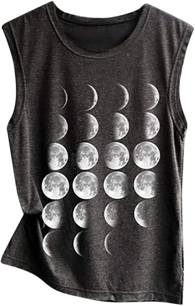 LEKODE Women Vest Printed Tops Fashion Tunic Casual O-Neck Tank
