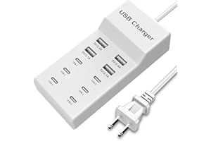 10 Port USB Power Strip, 4A+6C Multi-Device Charger Plug 5V/6A