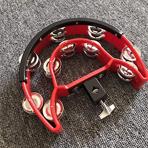 Drum Set Tambourine with Mounting Eye Bolt,Hi Hat tambourine(Black,Red