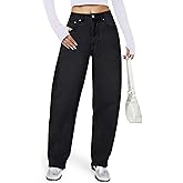 AUWUKA Barrel Jeans for Women, High Waisted Wide Straight Leg Boyfriend Microelastic Womens Mom Jeans