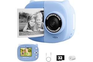 Rongta Kids Camera Instant Print, 1080P Kids Instant Cameras That Print Photos, Christmas Birthday Gifts for Boy Age 3-12, Video Camera Portable Toy for 3 4 5 6 7 8 9 10 Year Old Boy(Blue)