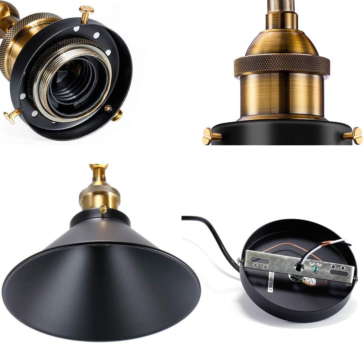 Licperron Industrial Pendant Light E26 E27 Base Vintage Hanging Pendant Lights Retro Pendant Light Fixture Home Kitchen Lighting 3 Pack - - 