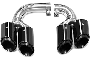 Quad Exhaust tip For Cayenne 9Y0 3.0T 2018-2025 Tip Systems Stainless Steel Black Tailpipes Muffler Pipes Nozzle(Hybrid Black