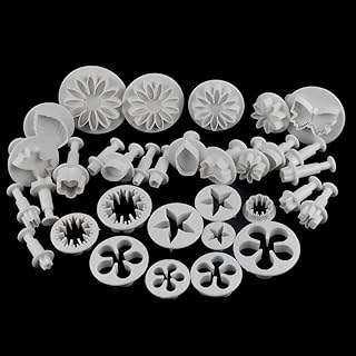 wangjiangda Backen Fondant Set 33 stücke Fondant Ausstechformen Set DIY Kuchen Ausstecher Dekoration Mit Premium Backzubehör Blütenform für Ostergeschenke Cupcakes Fondant Modellierwerkzeug