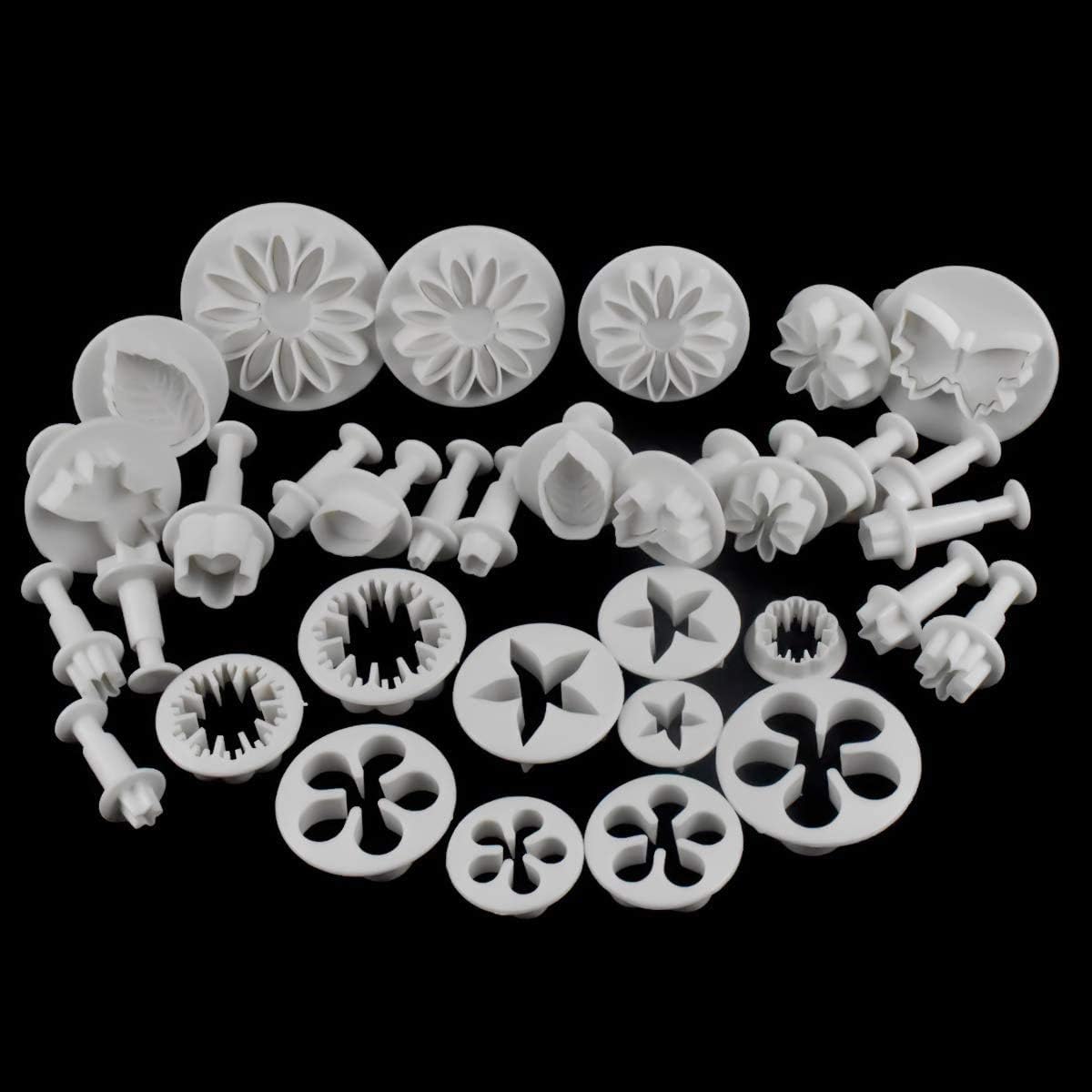 wangjiangda Backen Fondant Set 33 stücke Fondant Ausstechformen Set DIY Kuchen Ausstecher Dekoration Mit Premium Backzubehör Blütenform für Ostergeschenke Cupcakes Fondant Modellierwerkzeug