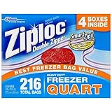 Ziploc Double Zipper Quart Freezer Bags, 216 Count by Ziploc