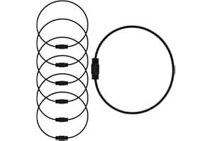 BokWin Black Stainless Steel Wire Keychain,1.5mm-5.9 Inch Metal Wire Ring for Luggage Tag Loops Cable Loop Ring