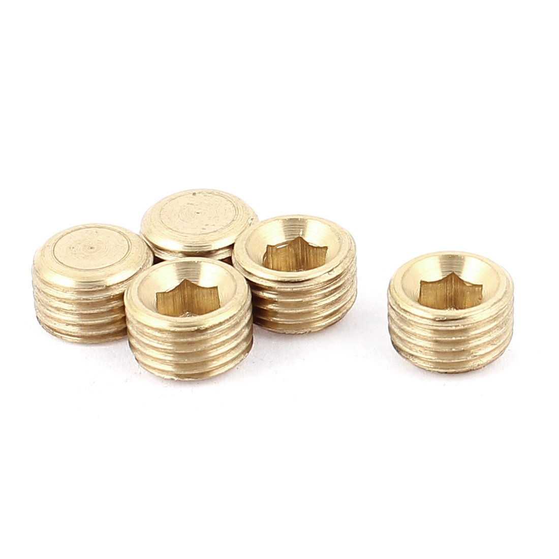Sourcingmap 1/4BSP Male Thread Copper Hex Socket Head Pipe Connector Coupling Adapter 5pcs