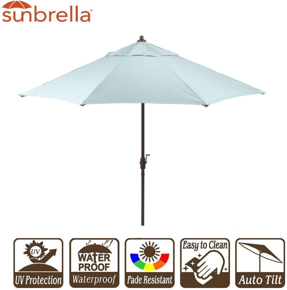 Sunbrella Fabric Canvas Spa 9 Umbrella Outdoor Patio With Crank And Auto Tilt 9 Crank Tilt Sunbrella Spa Amazon Co Uk Garden Outdoors