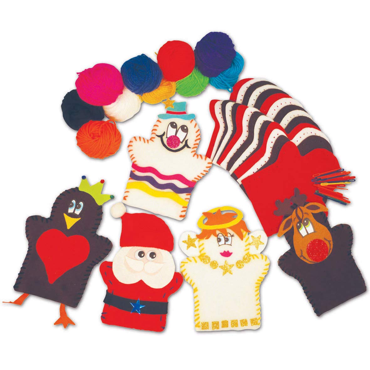 Springboard Christmas Hand Puppets Kit - Puppet Making Kit for Children - Kids Craft Sewing Activity Packs - Early Years Learning Resources - 30-Pack - 20 x 16 cm