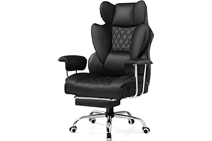 GTRACING Gaming Chair,Office Chair with Pocket Spring Lumbar Support, Ergonomic Comfortable Wide Office Desk Computer Chair with Outward Fixed Soft Armrests and Footrest (PU Leather, Black)