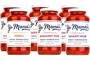 YO MAMA’S FOODS Yo Mama's Foods Keto Pasta Sauces - Pack of (6) - No Sugar Added, Gluten Free, Preservative Free, Paleo Friendly, and Made with Whole, Non-GMO Tomatoes!
