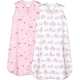 PHF 100% Organic Cotton Baby Blanket, 6-12 Months Baby Wearable Blanket, 2-Way Zipper Infant Blanket for Baby Boys Girls, 2 Pack Comfy Medium Size Sleeping Bags