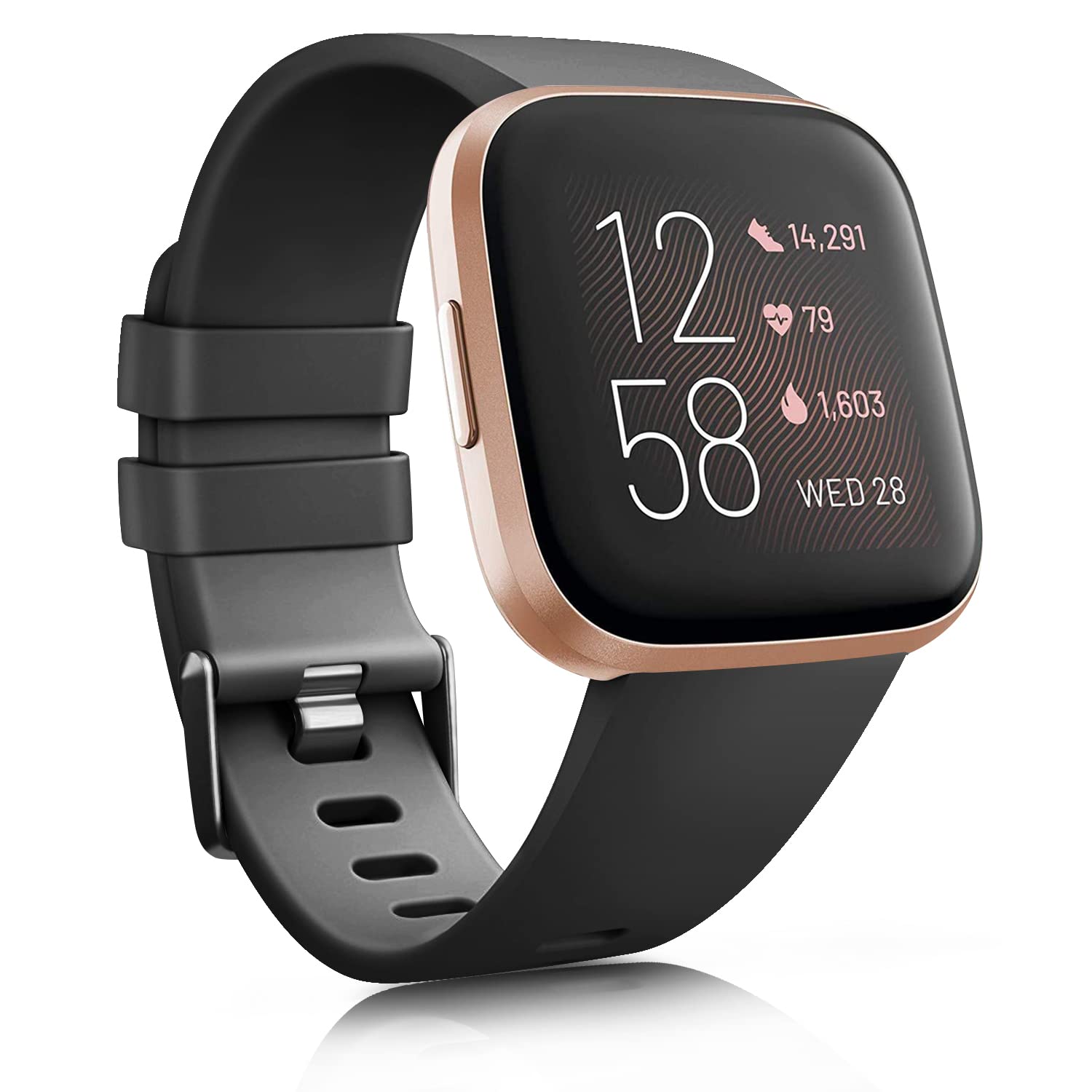 Zoye Silicone Straps Compatible with Fitbit Versa 2 Strap/Fitbit Versa Stra p/Versa Lite Str ap/Versa SE Str ap,Classic Soft Replacement Sport Wristbands for Women Men(Z-Black,S) โ image 1