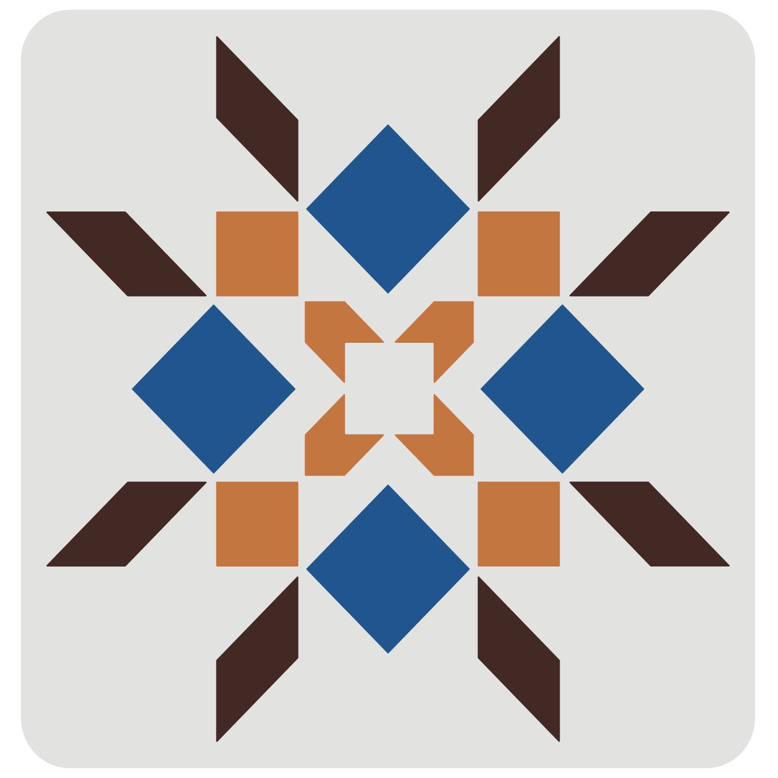 FINGERINSPIRE Barn Quilt Stencil 30x30cm Reusable Sunshine Quilt Block Stencil Diamond Pattern Stencils For Painting on Patio, Floor Tile, Wall. Fabric, Home Decoration Stencil