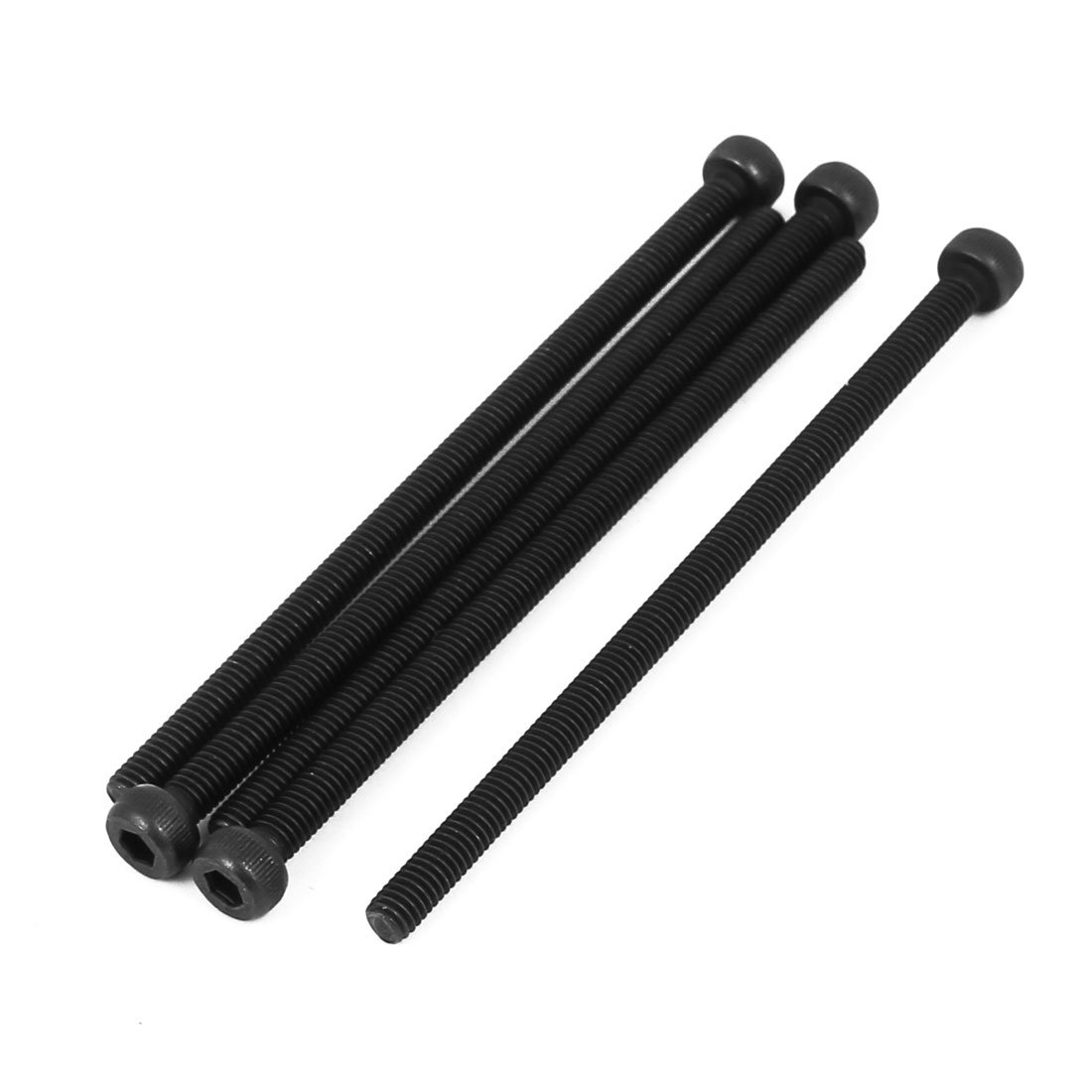 Sourcingmap M4x80mm Fully Thread Hex Socket Head Knurled Cap Screw Bolt Black 5pcs