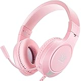Pink Gaming Headset for Nintendo Switch, Xbox One, PS4,PS5, Bass Surround and Noise Cancelling with Flexible Mic, 3.5mm Wired