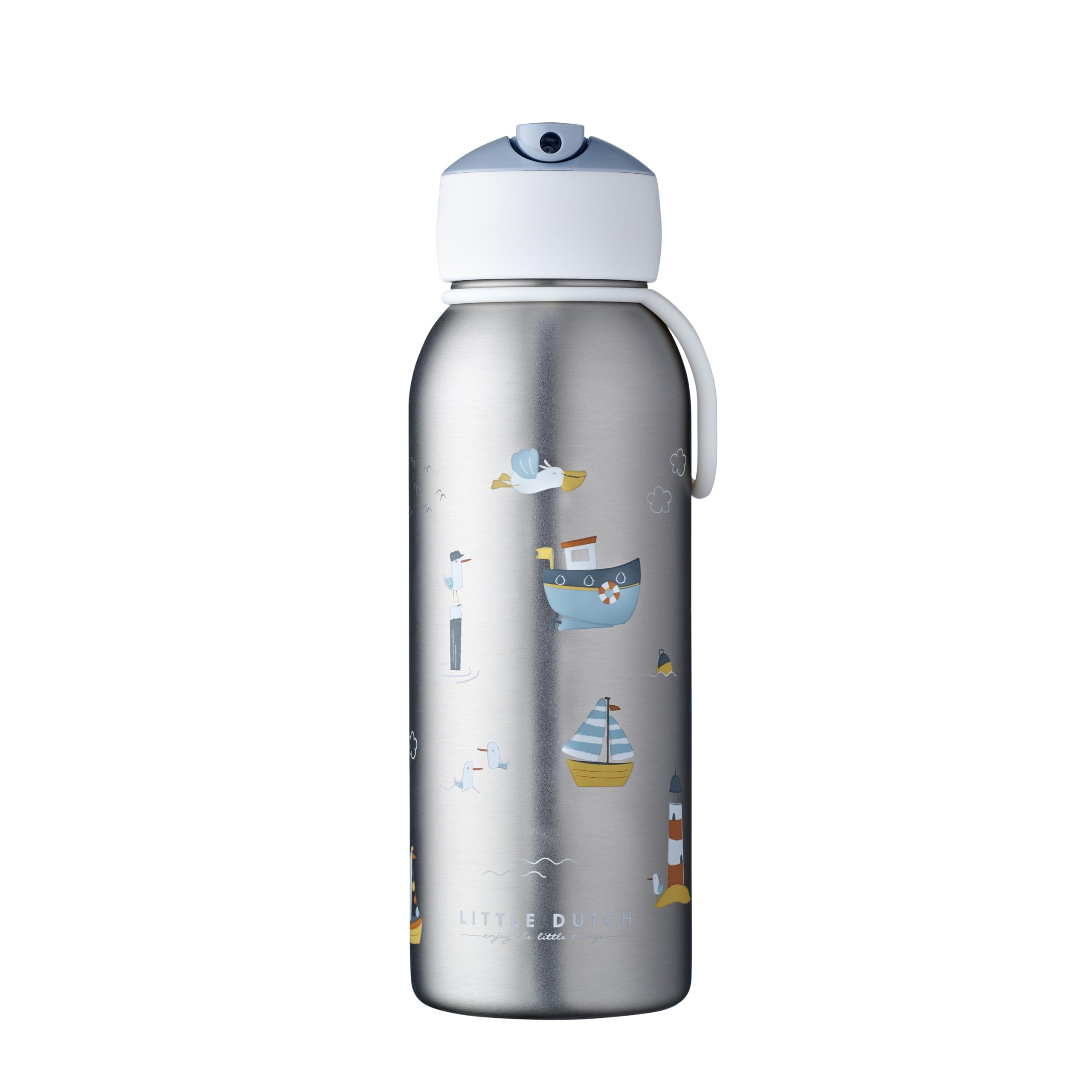 Mepal - Insulated Bottle Flip-up Campus Little Dutch - Insulated Drinking Bottles For Childeren - Stainless Steel Drinking Bottle - 9 Hours Hot & 12 Hours Cold - BPA-free - 350 ml - Sailor Bay