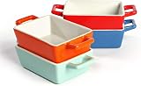 Maison & White Set of 4 Mini Ceramic Oven Dishes Red Blue Green Orange view 1