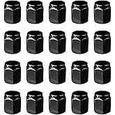 20PCS Tire Valve Stem Caps, Dust Proof Hexagon Shape Seal Stem Caps with Rubber O-Ring, Universal Aluminum Valve Stem Covers for Car, SUV, Truck, Motorcycle, Bicycle (Black)
