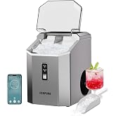 ICEPURE Nugget Ice Makers Countertop with App, Portable Ice Machine | with WiFi, 33lbs/24H, Ready in 5-10 Mins, Self Cleaning，Small Ice Maker with Basket Scoop, for Home/Party/RV(Stainless Steel)