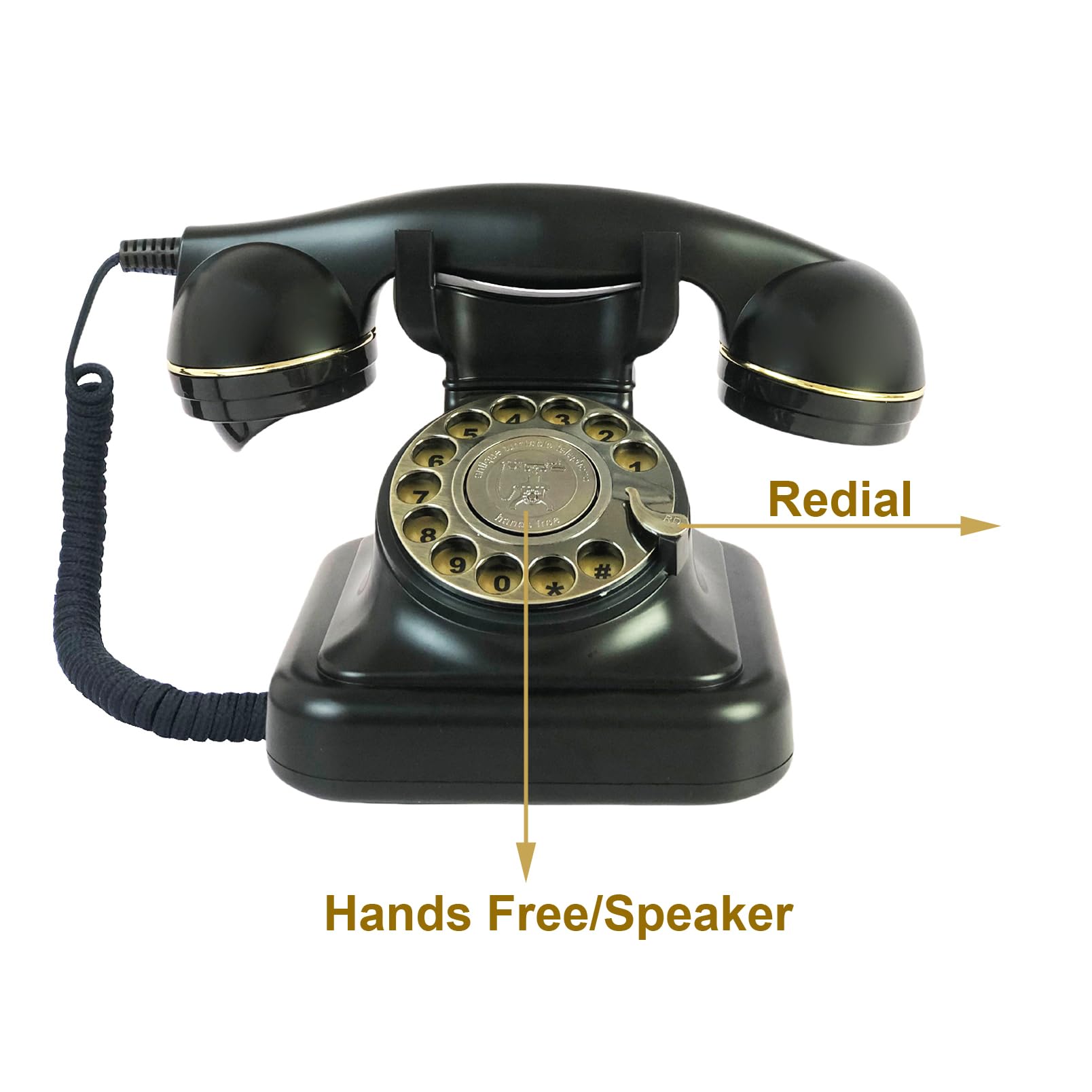 Retro Telephone, TelPal Black Corded Telephones of 1930s, Vintage Landline Home Phone, Decorative Old Fashion House Phones, Wired Analog Phone for Home/Office/Hotel/School