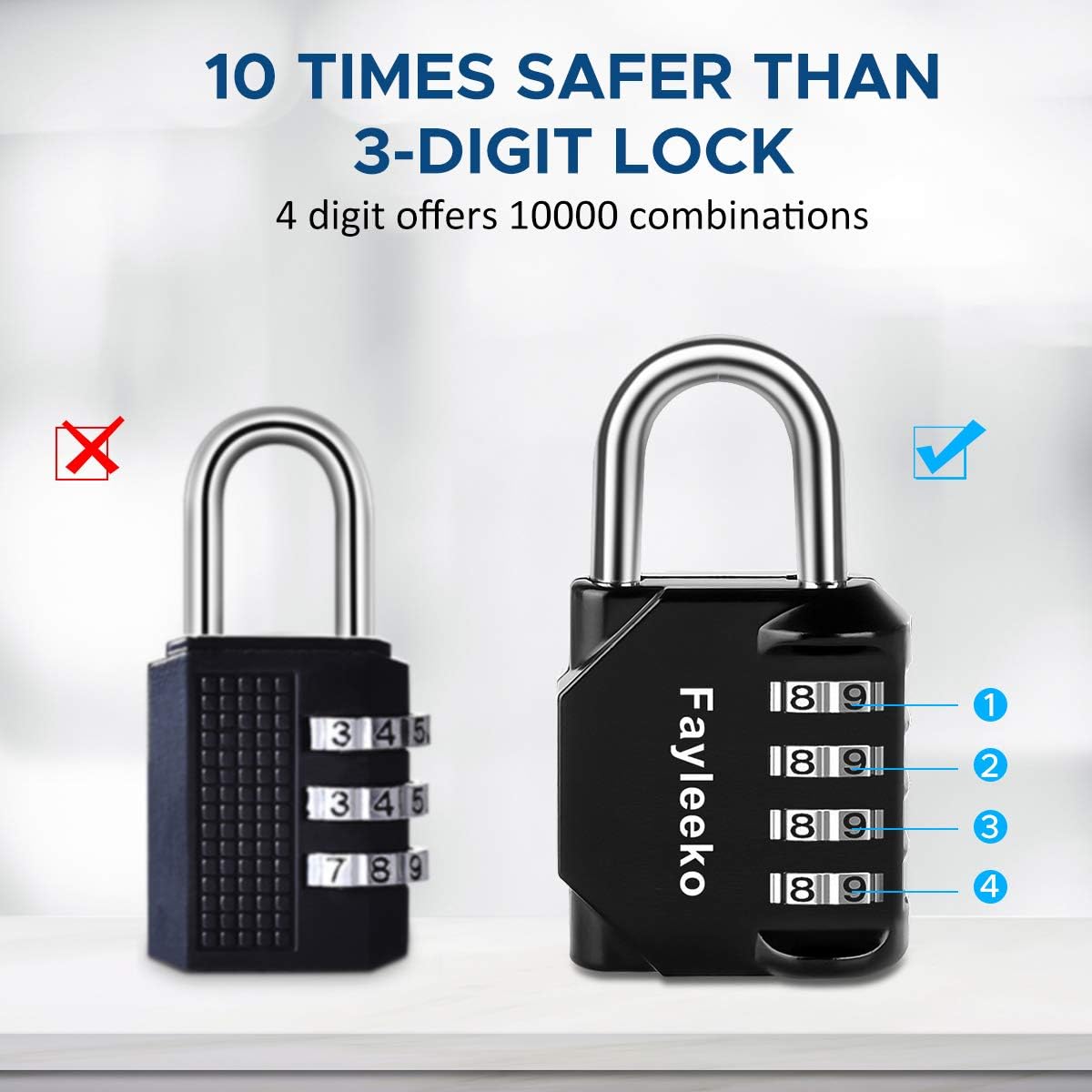 Combination Lock, 2 Pack, 4 Digit Combination Padlock for School Gym Sports Locker, Fence, Toolbox, Case, Hasp Cabinet Storage. Black - - 