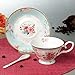 Jusalpha® Vintage Rose Bone China Light Blue Tea Cup and Saucer Set with Spoon-Coffee Cup-Coffee Mug-FLTCS06 (Blue)