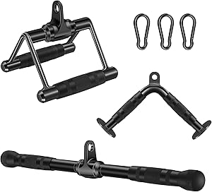 LAT Pulldown Attachments, Cable Machine Attachments for Home Gym, Lat Pull Down Bar Weight Machine Accessories, Tricep Rope, Curl Bar, V Shaped Bar, Double D Handles, Straight Bar, Ankle Straps