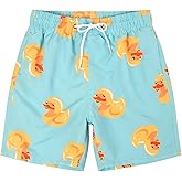 Boys Swim Trunks Quick Dry Bathing Suits Lightweight Swimming Shorts with Mesh Lining Blue Yellow Duck Size 6