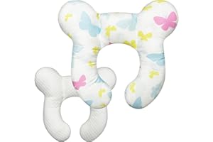 kimitimi Baby Head Support Pillow for Newborn Toddler, Baby Neck Pillow Upgraded Comfortable Sleep Cushion for Car Plane Stroller Pushchair - Butterfly