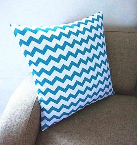 Howarmer Cotton Canvas Aqua Blue Decorative Pillows Cover Set Of