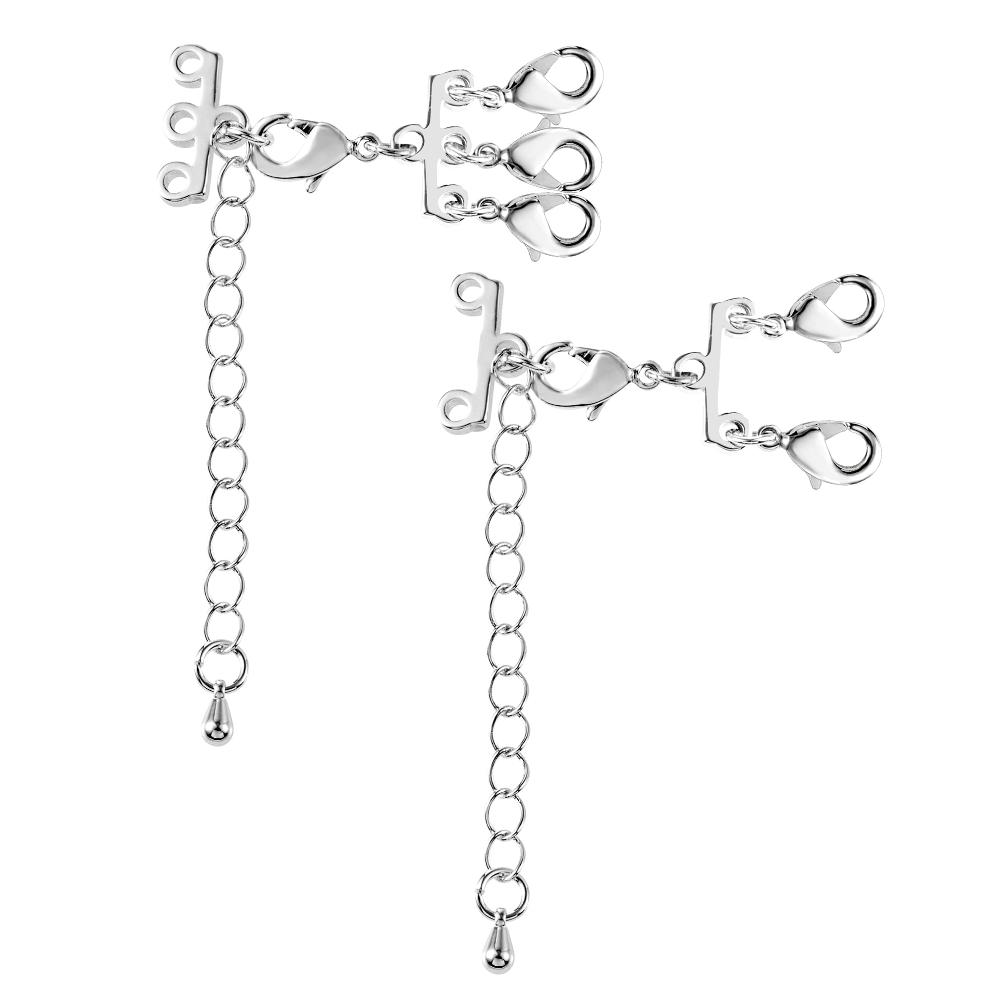ALEXCRAFT Silver Necklace Layering Clasp Set Multiple Strands Layering Necklace Connector Jewelry Clasps Separator Detangler Silver Layering Clasps